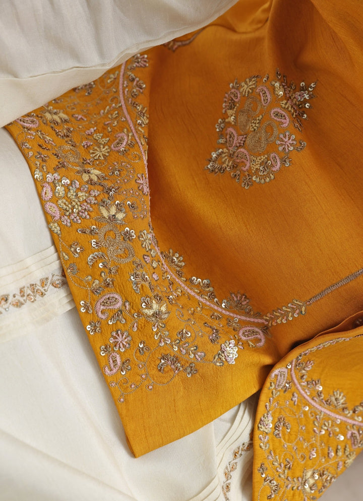 Yellow Embroidered Silk Nehru Jacket Smriti - Fabilicious Fashion