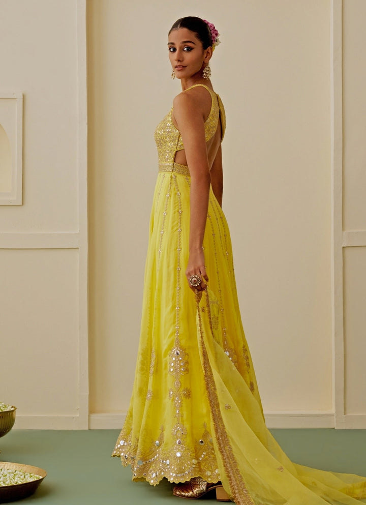 Gopi Vaid Yellow Georgette Anarkali SetFabilicious Fashion