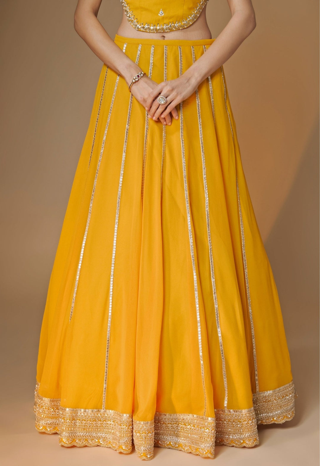 Renee Label Yellow Georgette Corset Lehenga SetFabilicious Fashion