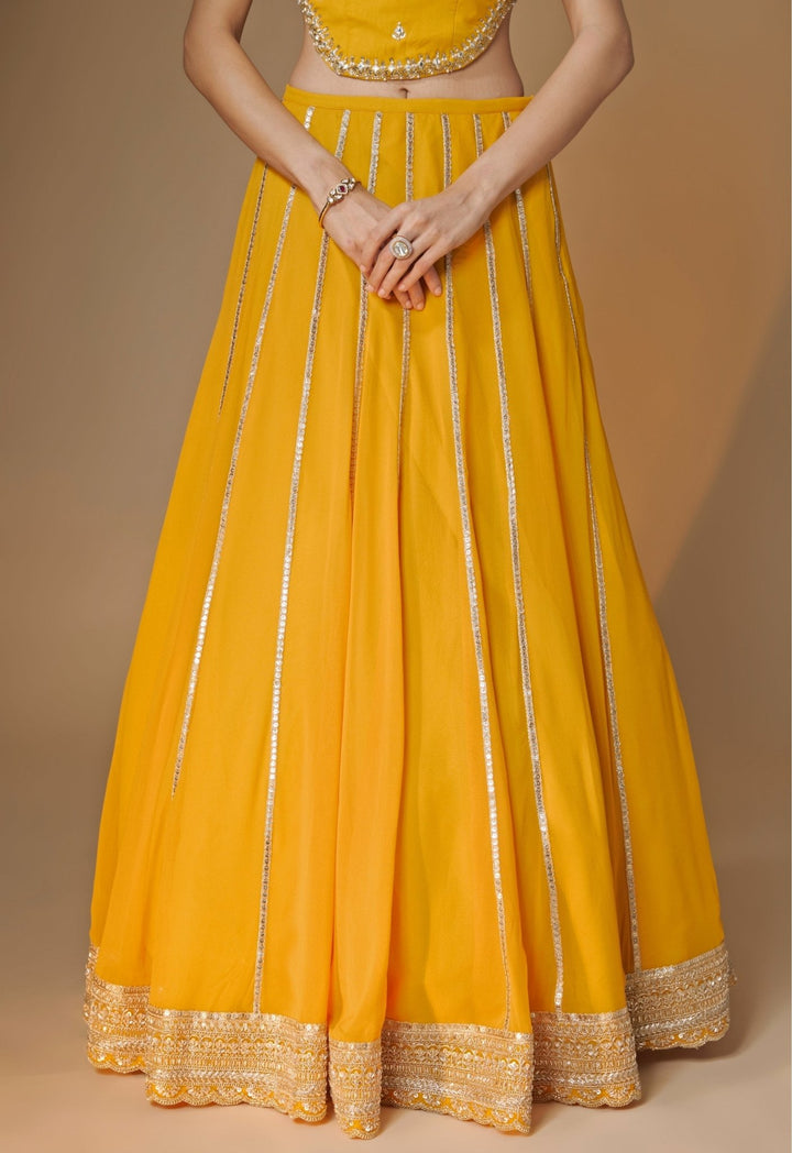 Renee Label Yellow Georgette Corset Lehenga SetFabilicious Fashion