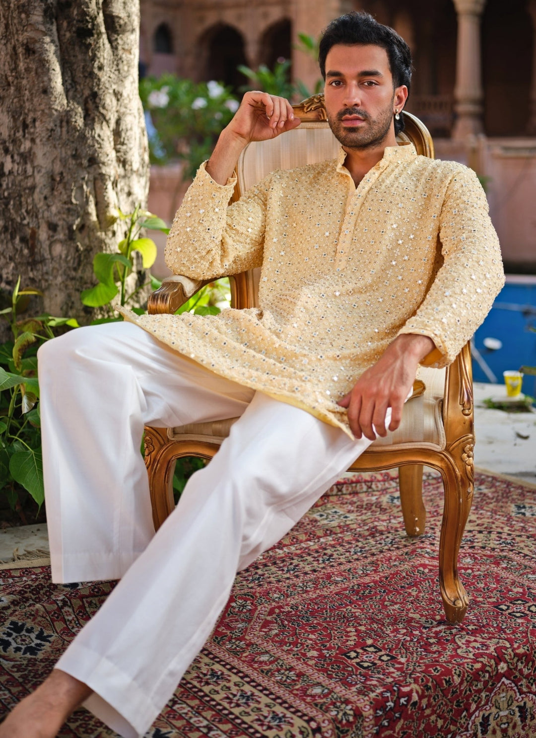 Darzi House Yellow Georgette Kurta Pants SetFabilicious Fashion