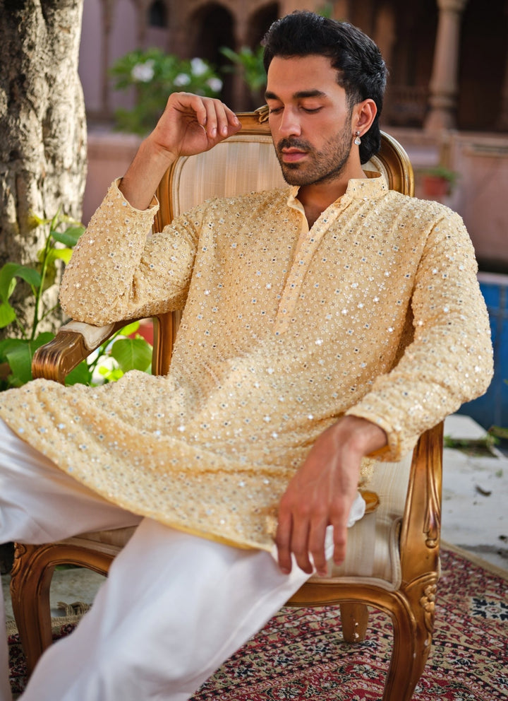 Darzi House Yellow Georgette Kurta Pants SetFabilicious Fashion