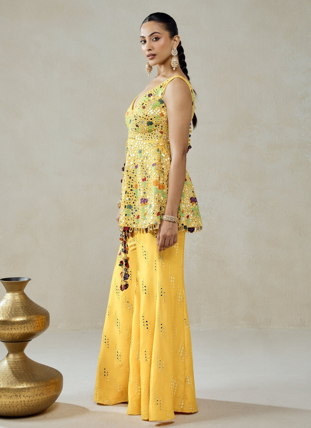 Nitika Gujral Yellow Georgette Peplum Sharara SetFabilicious Fashion