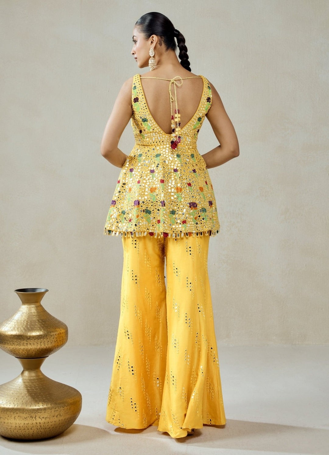 Nitika Gujral Yellow Georgette Peplum Sharara SetFabilicious Fashion