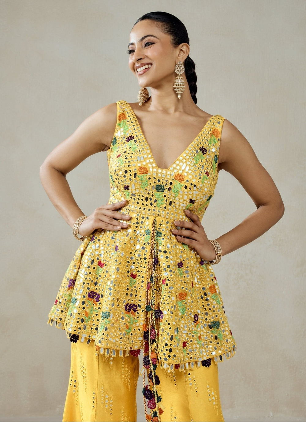 Nitika Gujral Yellow Georgette Peplum Sharara SetFabilicious Fashion
