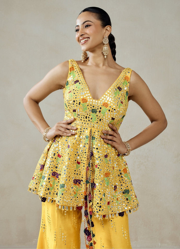 Nitika Gujral Yellow Georgette Peplum Sharara SetFabilicious Fashion
