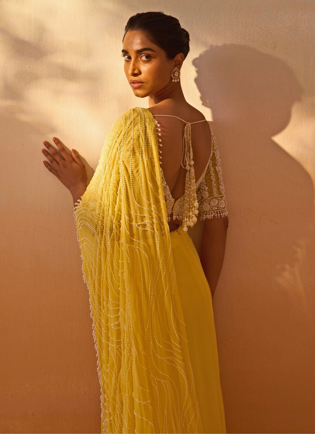Nitika Gujral Yellow Georgette Pre Draped SareeFabilicious Fashion