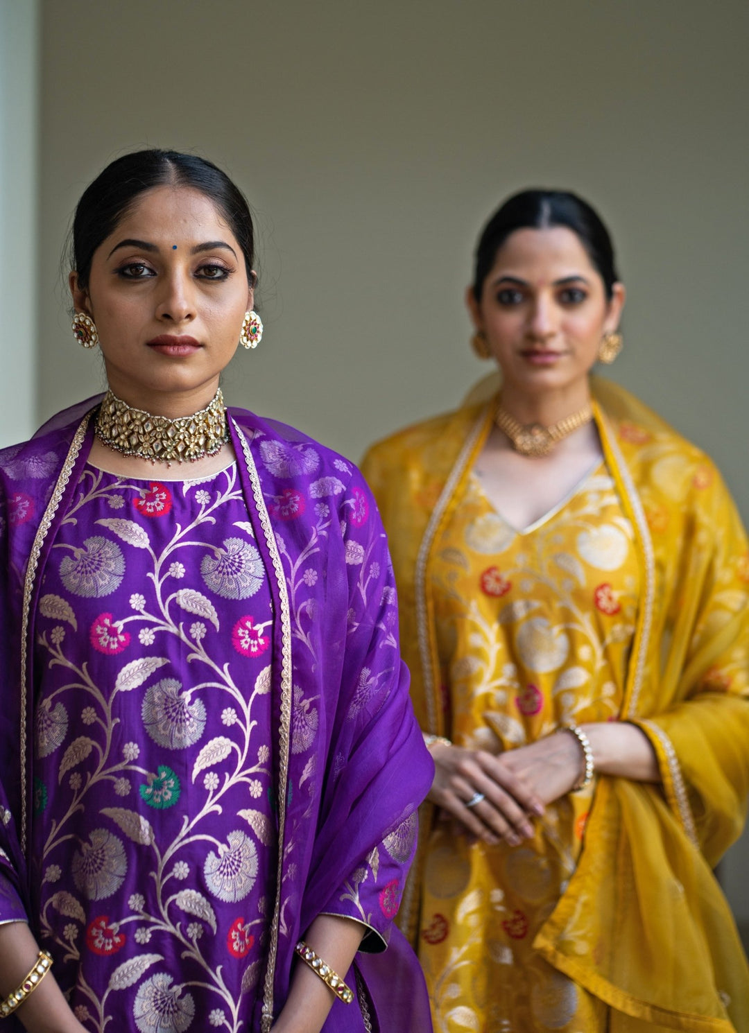 Yellow Handwoven Floral Silk Kurta Pant Set Sobariko - Fabilicious Fashion