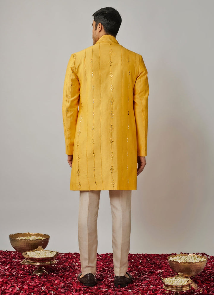 Yellow Kurta Set with Embroidered Jacket Renee Label - Men - Fabilicious Fashion