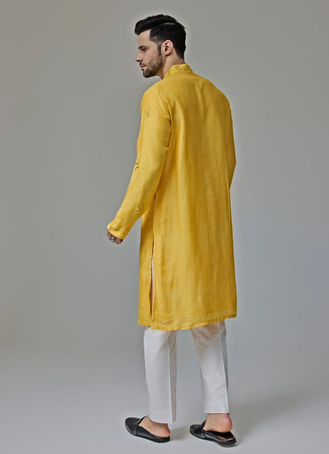 Yellow Mirror Embroidery Kurta Pant Chatenya Mittal - Fabilicious Fashion