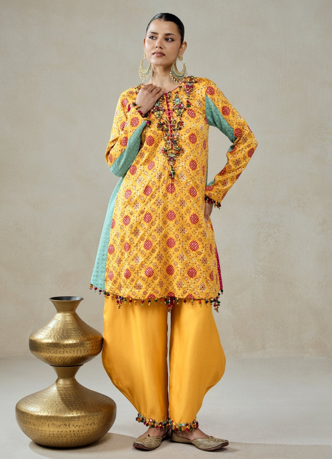 Nitika Gujral Yellow Patola Silk Kurta Salwar SetFabilicious Fashion
