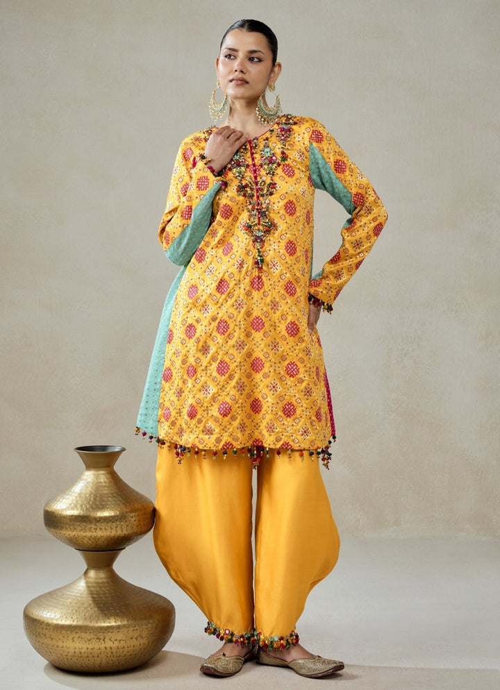 Nitika Gujral Yellow Patola Silk Kurta Salwar SetFabilicious Fashion