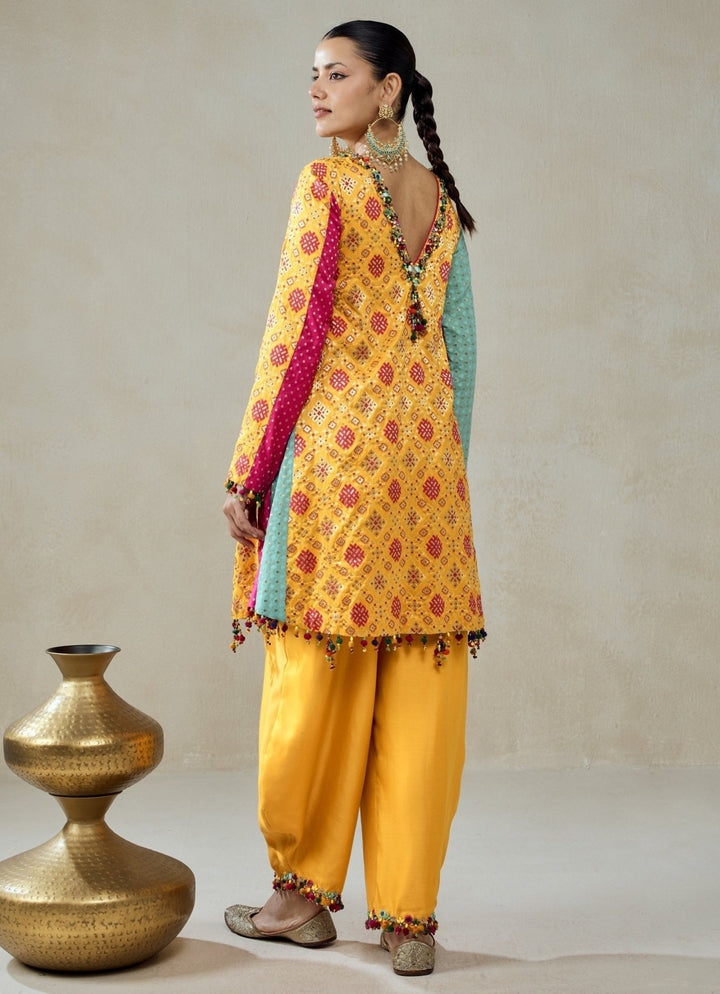 Nitika Gujral Yellow Patola Silk Kurta Salwar SetFabilicious Fashion