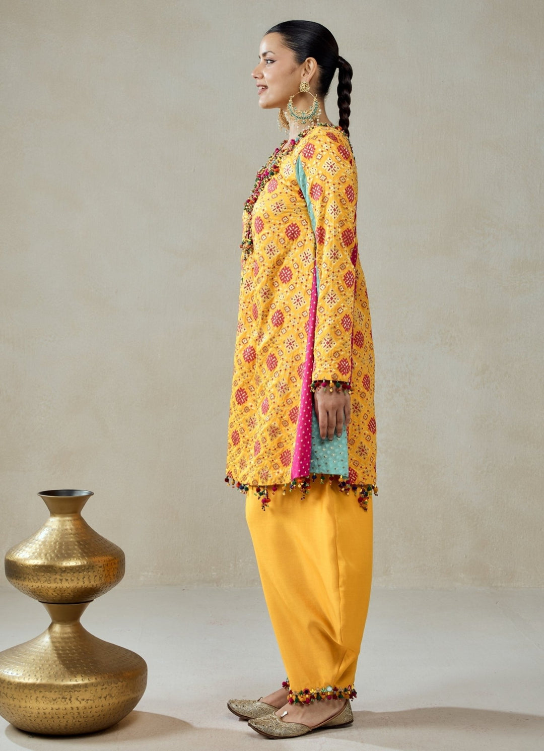 Nitika Gujral Yellow Patola Silk Kurta Salwar SetFabilicious Fashion