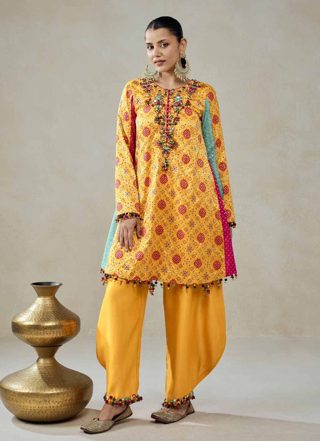 Nitika Gujral Yellow Patola Silk Kurta Salwar SetFabilicious Fashion
