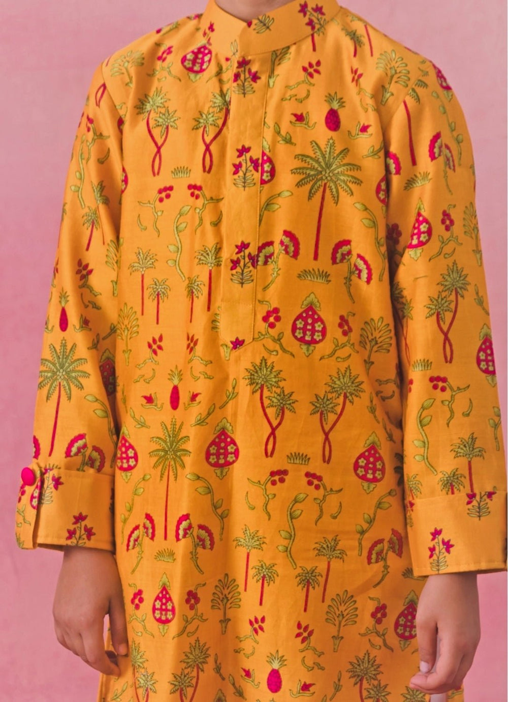 Yellow Printed Chanderi Kurta Set Chotibuti - Fabilicious Fashion