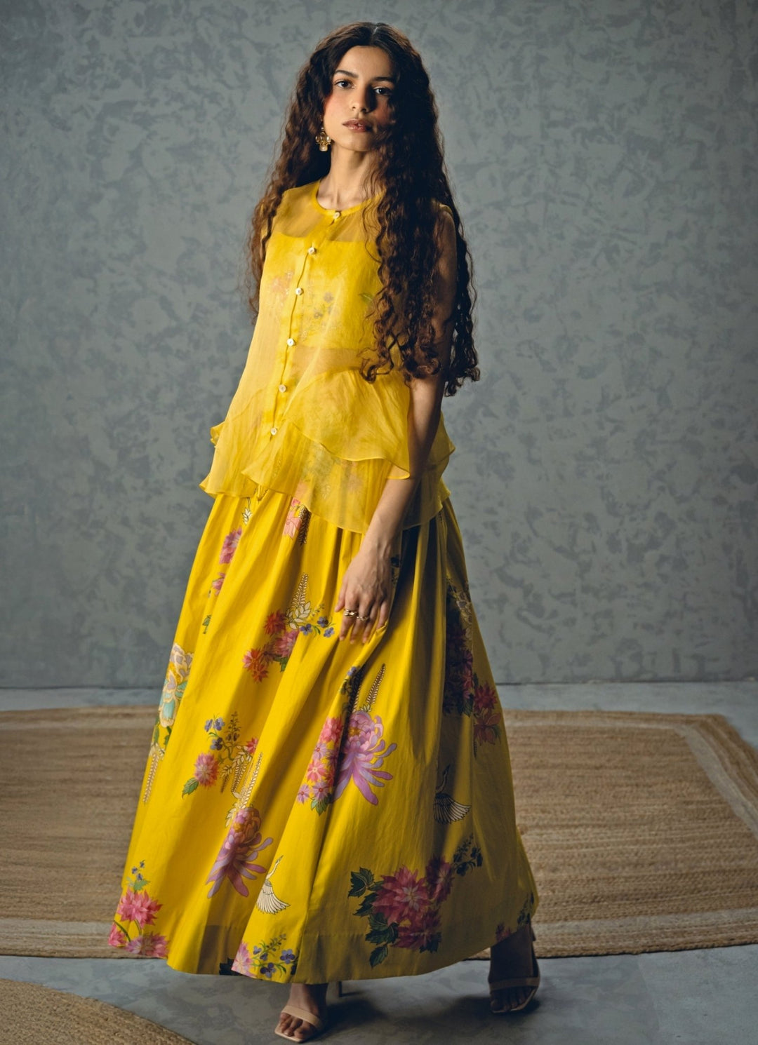 Yellow Printed Cotton Skirt Set Paulmi and Harsh X Ease - Fabilicious Fashion