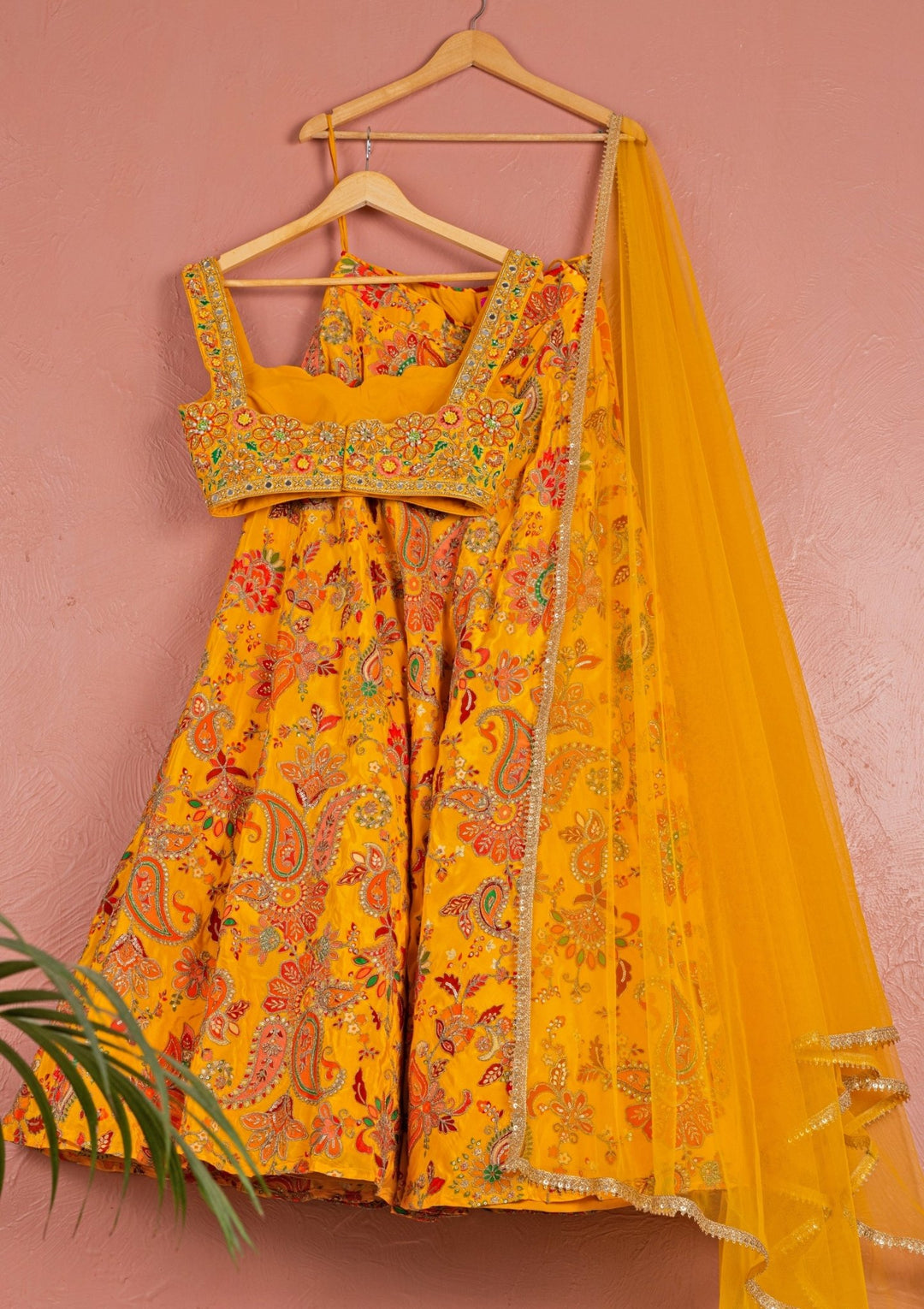 Yellow Printed Crepe Lehenga Anisha Shetty - Fabilicious Fashion