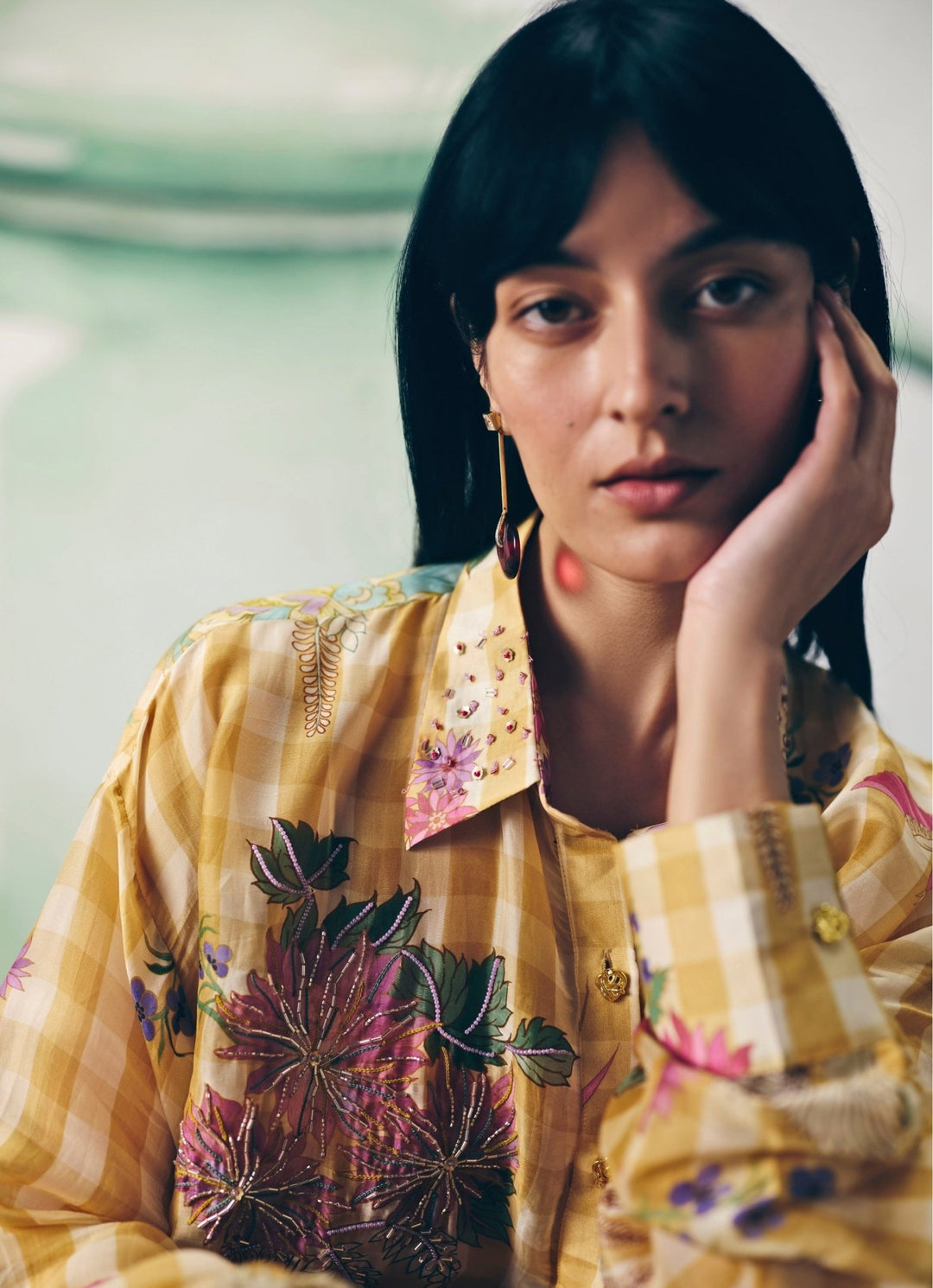 Yellow Printed Silk Blend Skirt Set Paulmi and Harsh X Ease - Fabilicious Fashion