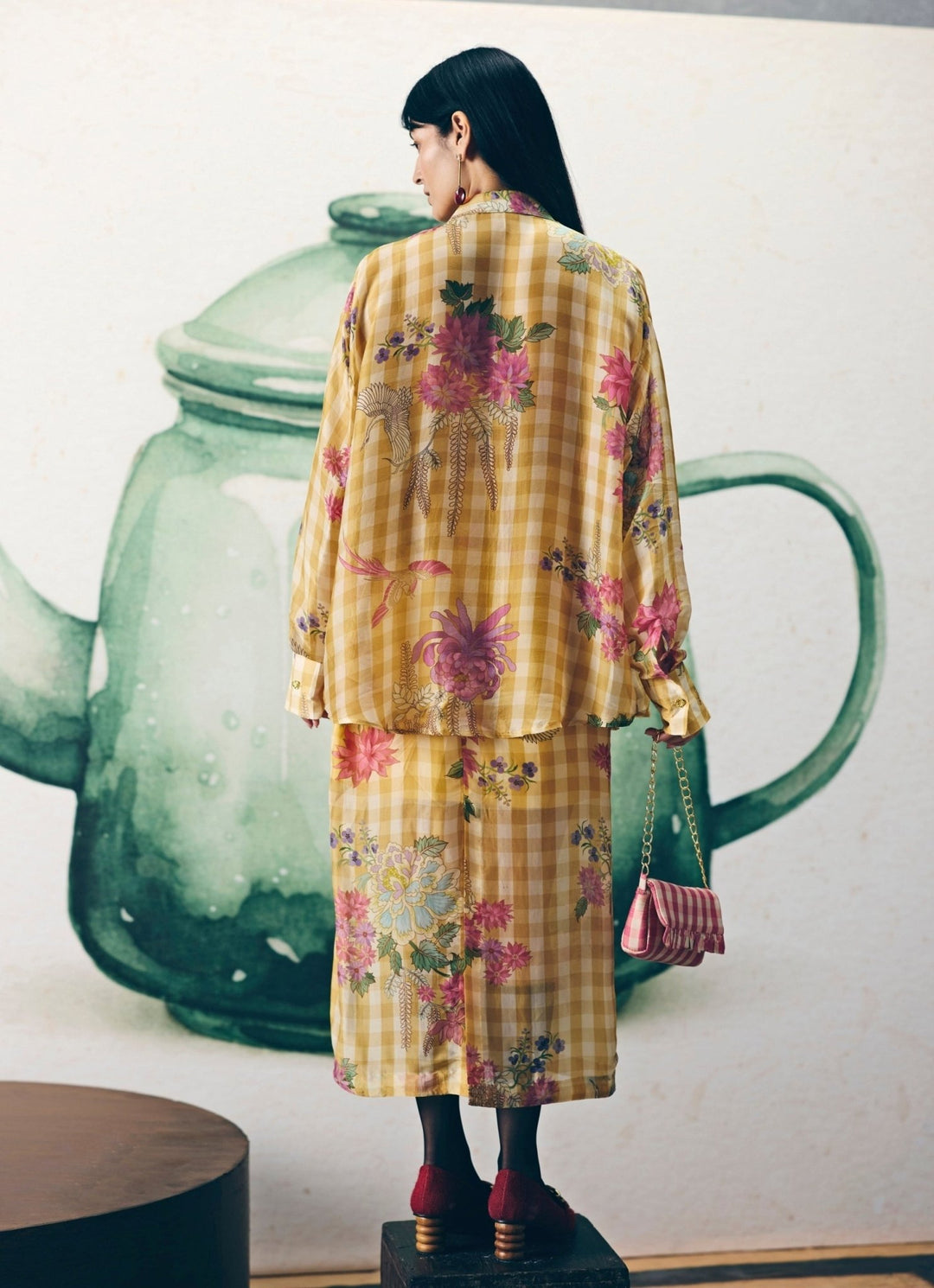 Yellow Printed Silk Blend Skirt Set Paulmi and Harsh X Ease - Fabilicious Fashion