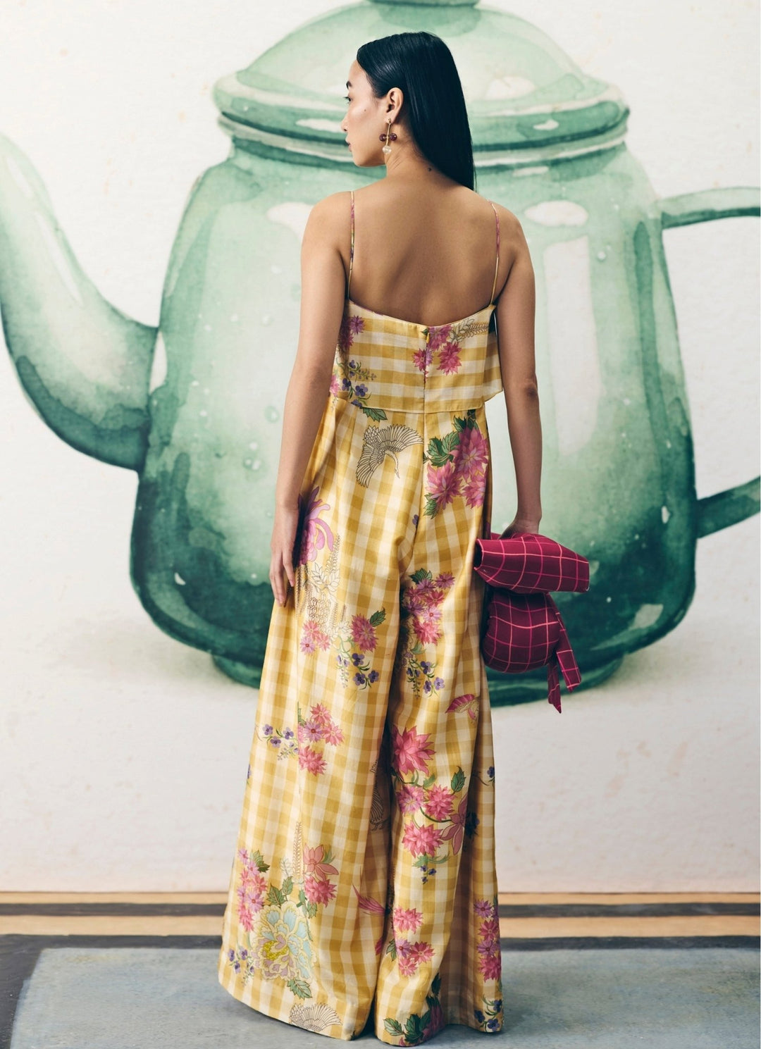 Yellow Printed Silk Jumpsuit Paulmi and Harsh X Ease - Fabilicious Fashion