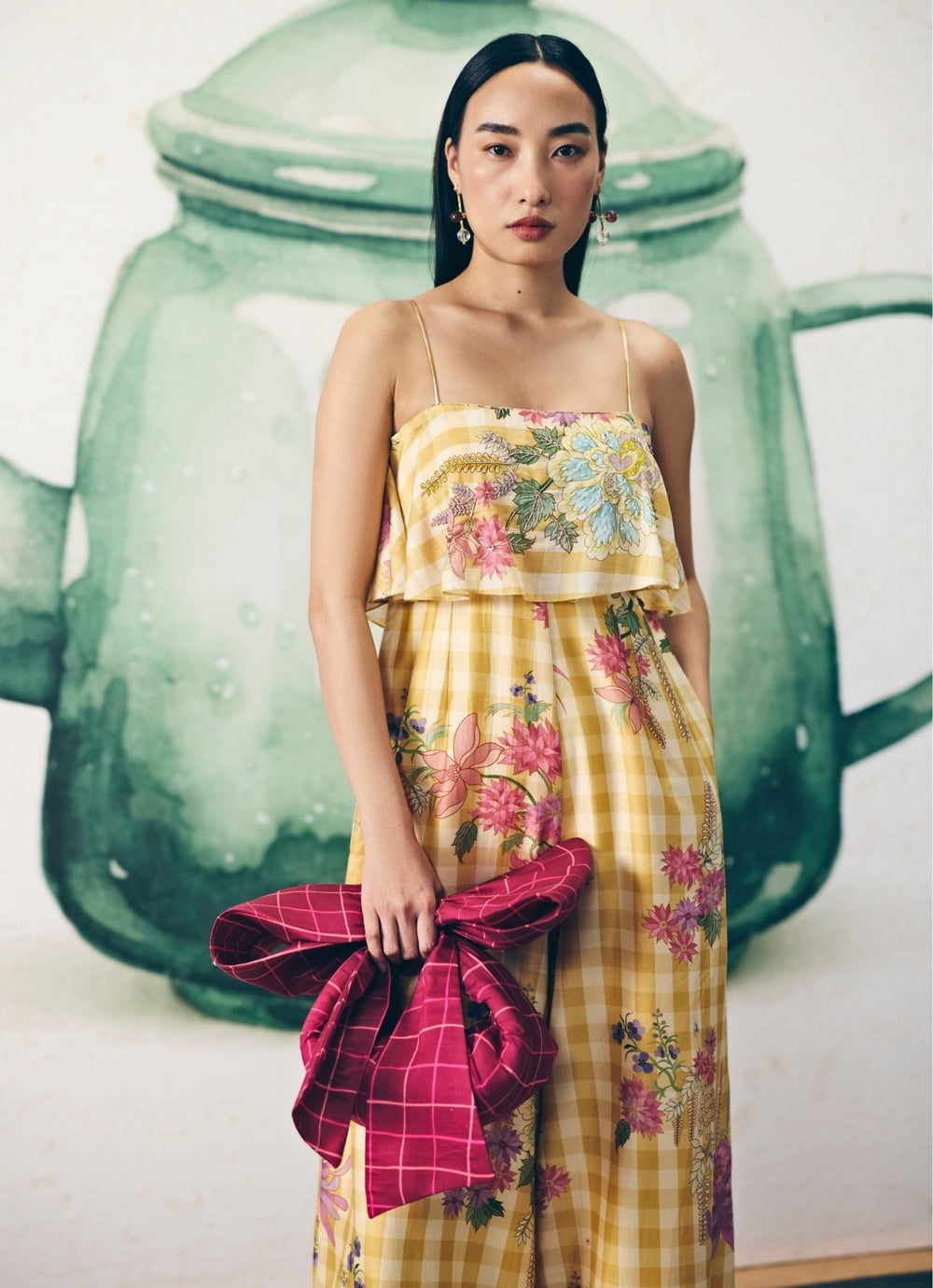 Yellow Printed Silk Jumpsuit Paulmi and Harsh X Ease - Fabilicious Fashion