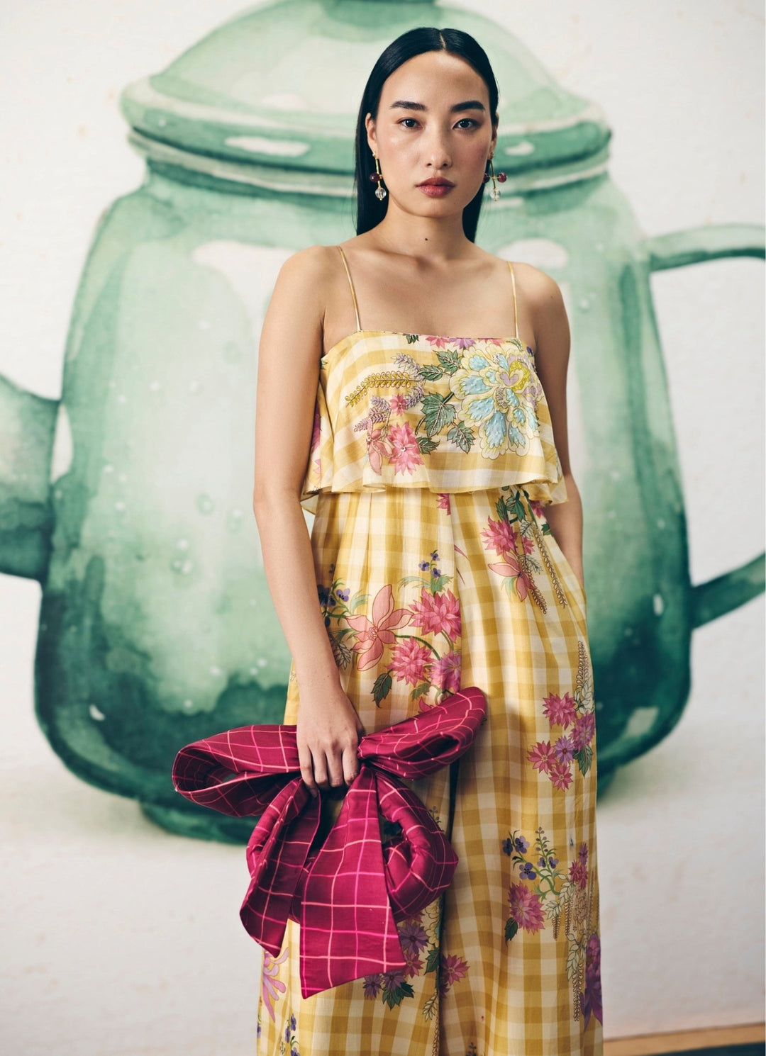 Yellow Printed Silk Jumpsuit Paulmi and Harsh X Ease - Fabilicious Fashion