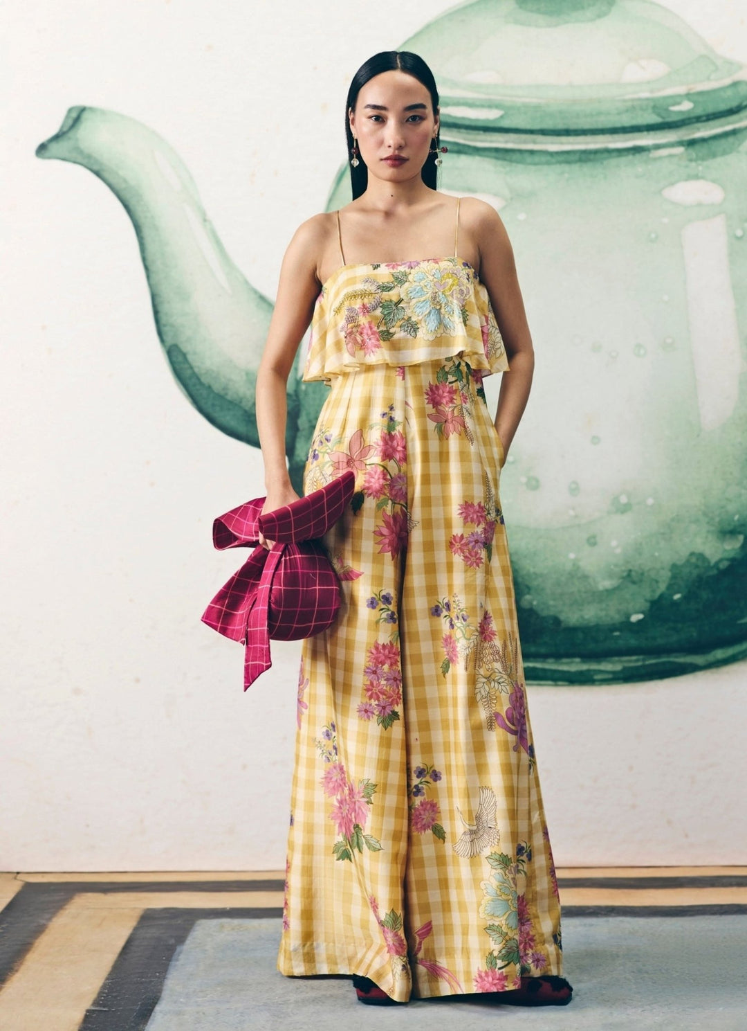 Yellow Printed Silk Jumpsuit Paulmi and Harsh X Ease - Fabilicious Fashion
