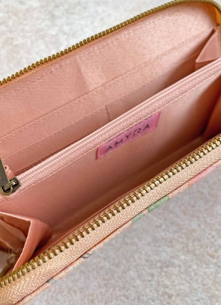 Yellow Printed Zip Wallet AMYRA - Fabilicious Fashion