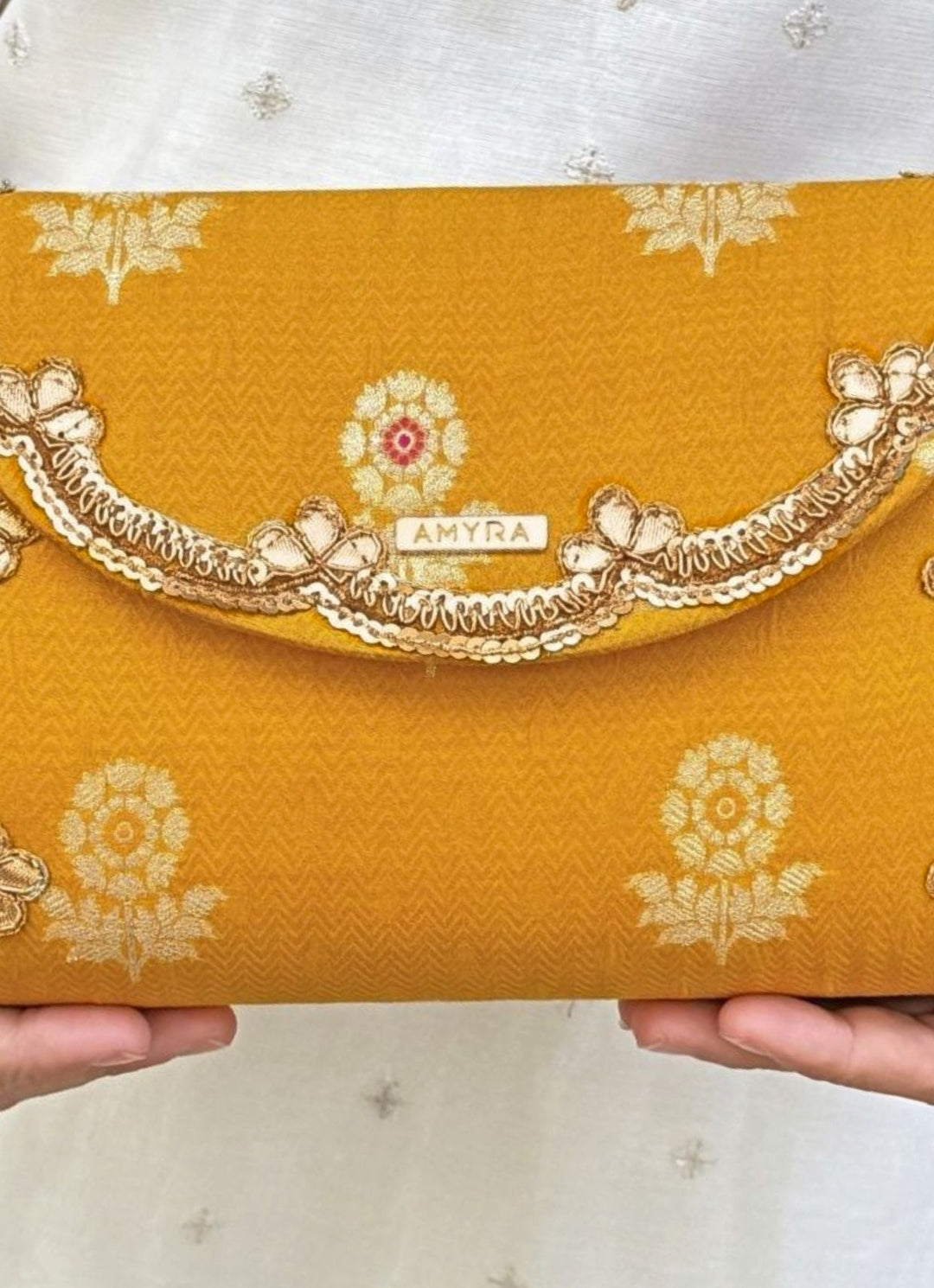 Amyra Yellow Pure Silk ClutchFabilicious Fashion