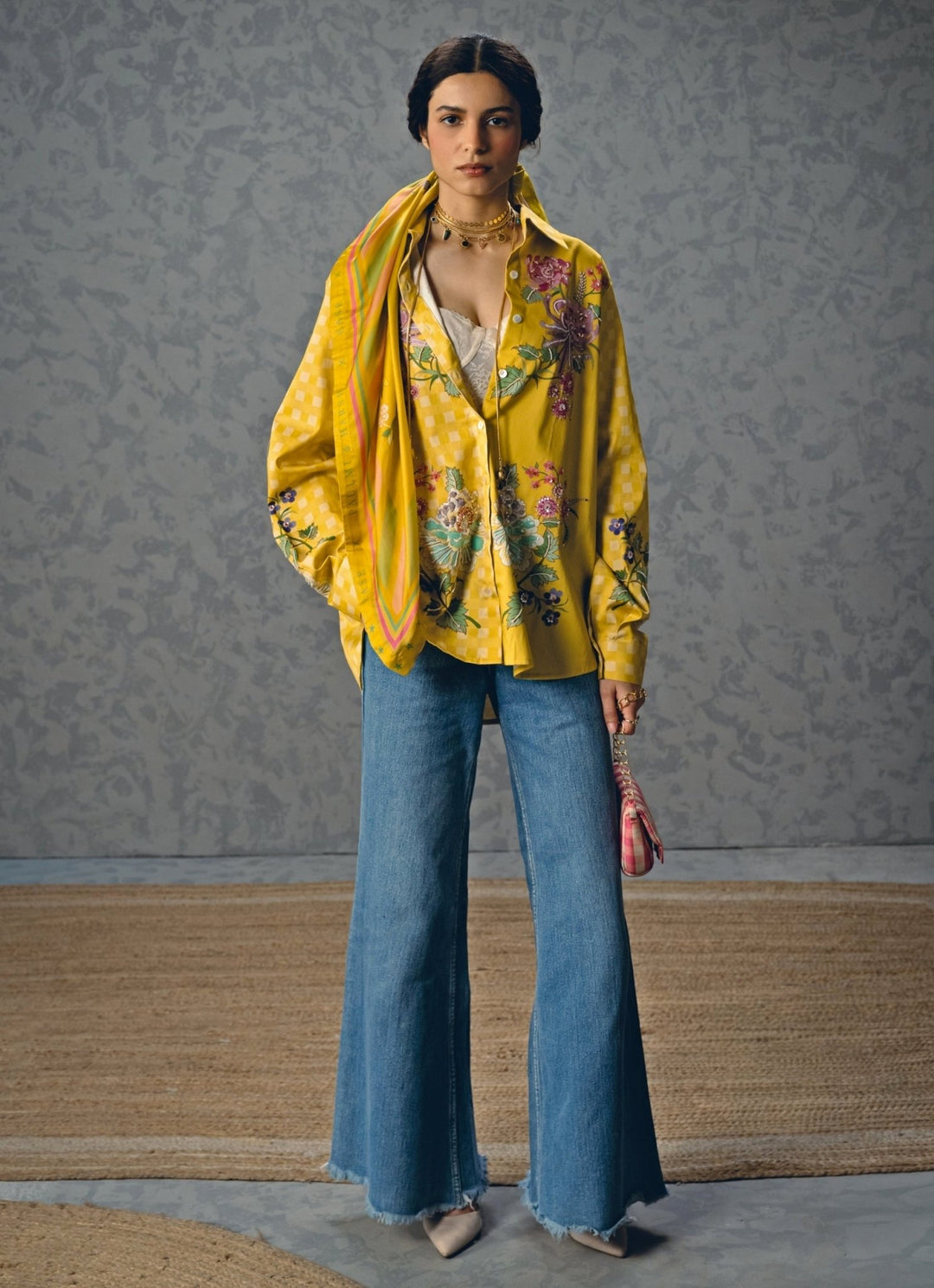 Paulmi and Harsh X Ease Yellow Satin Checked ShirtFabilicious Fashion