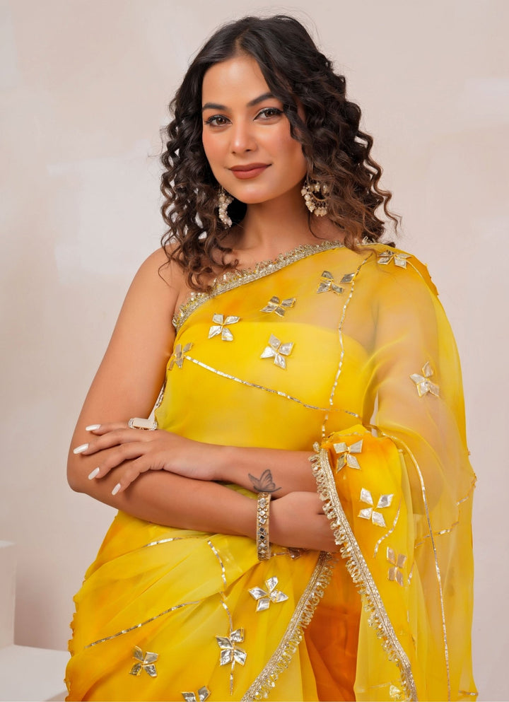 Geroo Jaipur Yellow Shaded Georgette SareeFabilicious Fashion