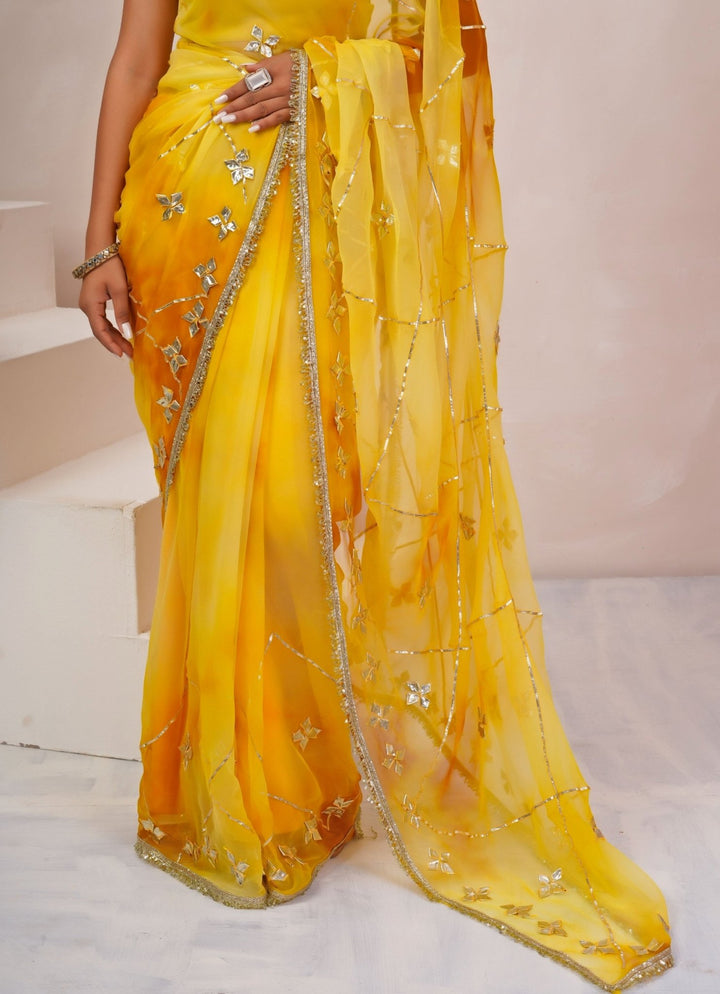 Geroo Jaipur Yellow Shaded Georgette SareeFabilicious Fashion