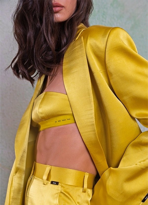 The Little Black Bow Yellow Silk Jacket Pants SetFabilicious Fashion