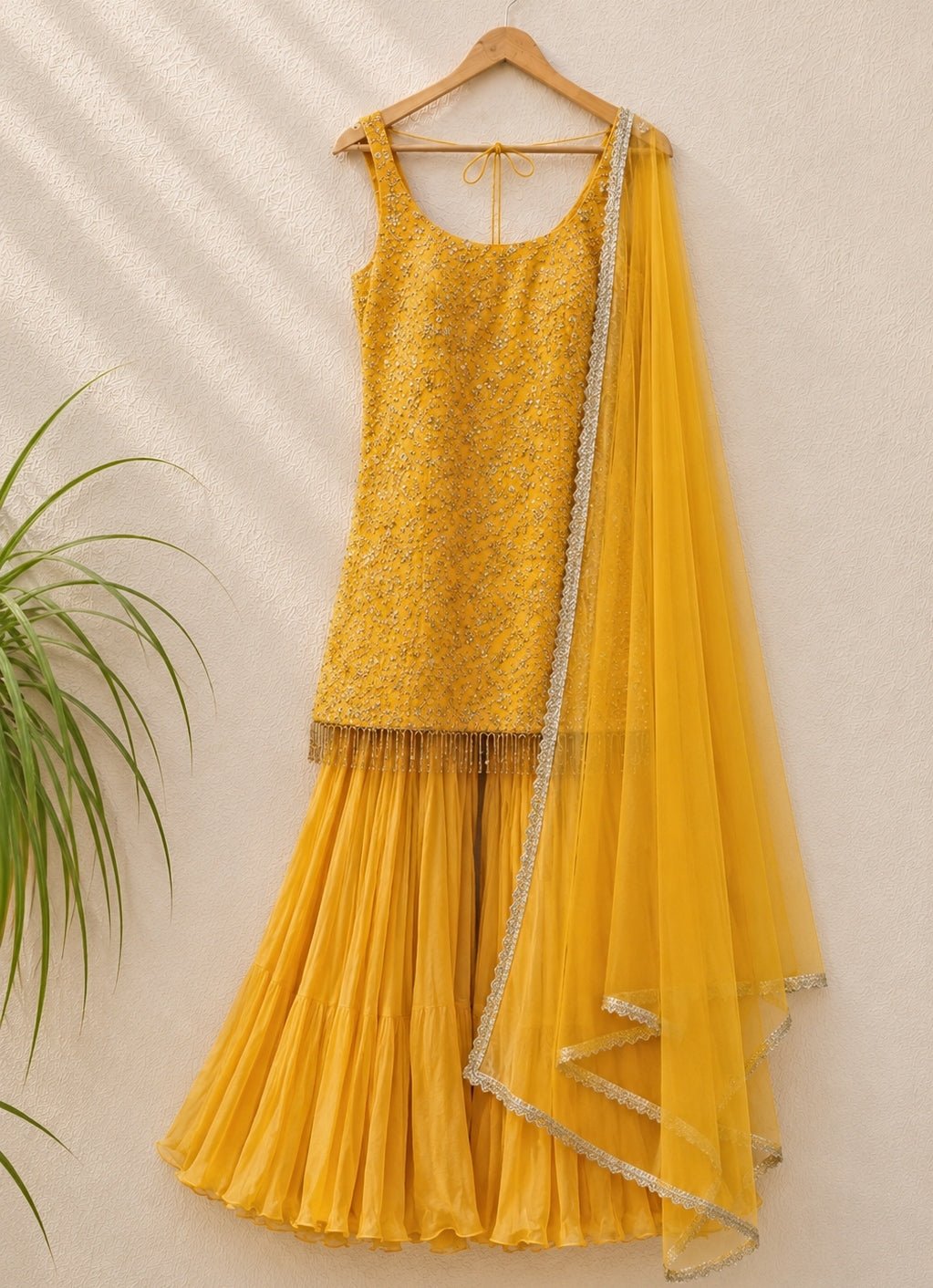 Yellow Silk Kurta Sharara Set Anisha Shetty - Fabilicious Fashion
