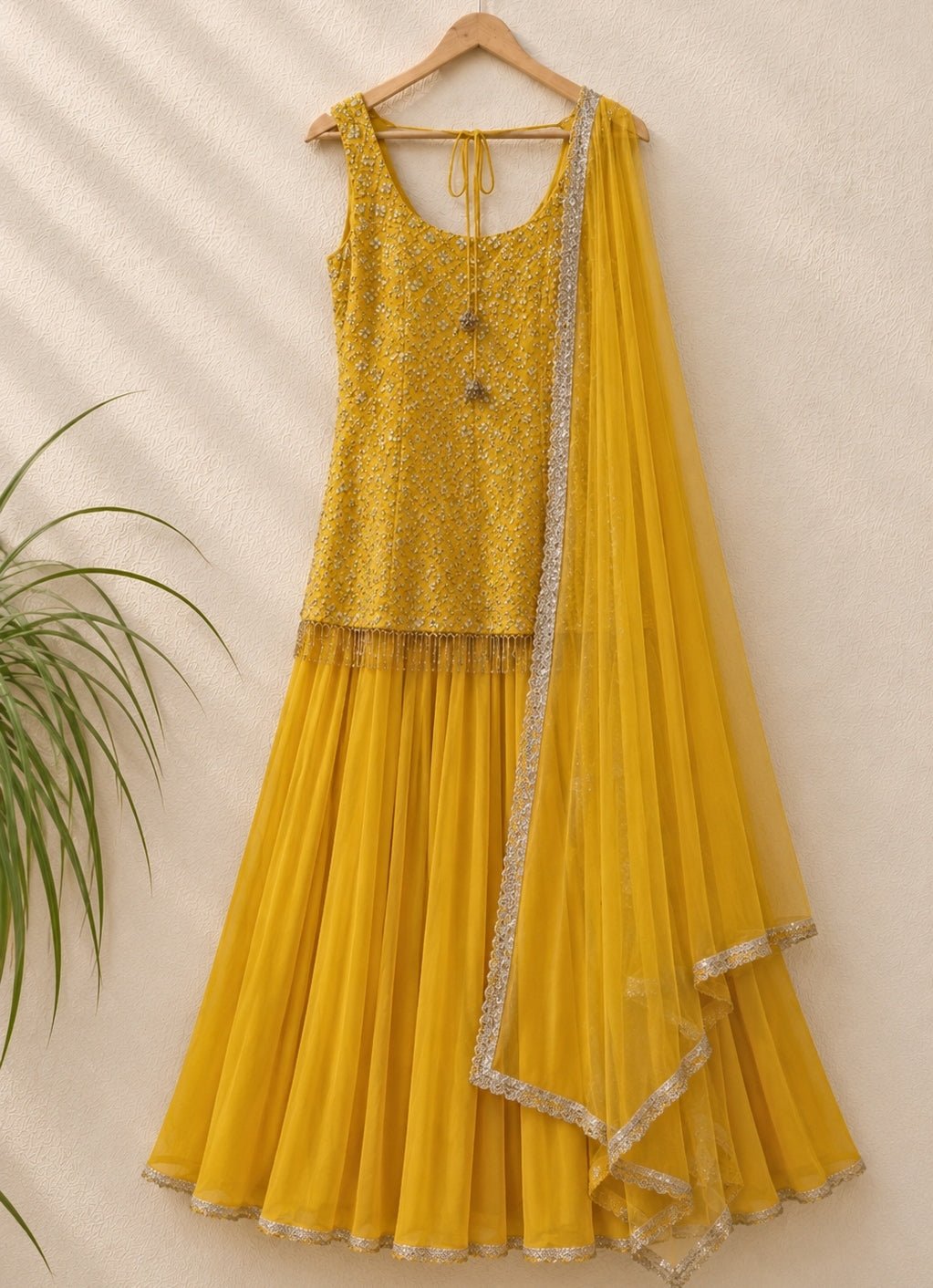 Yellow Silk Kurta Sharara Set Anisha Shetty - Fabilicious Fashion