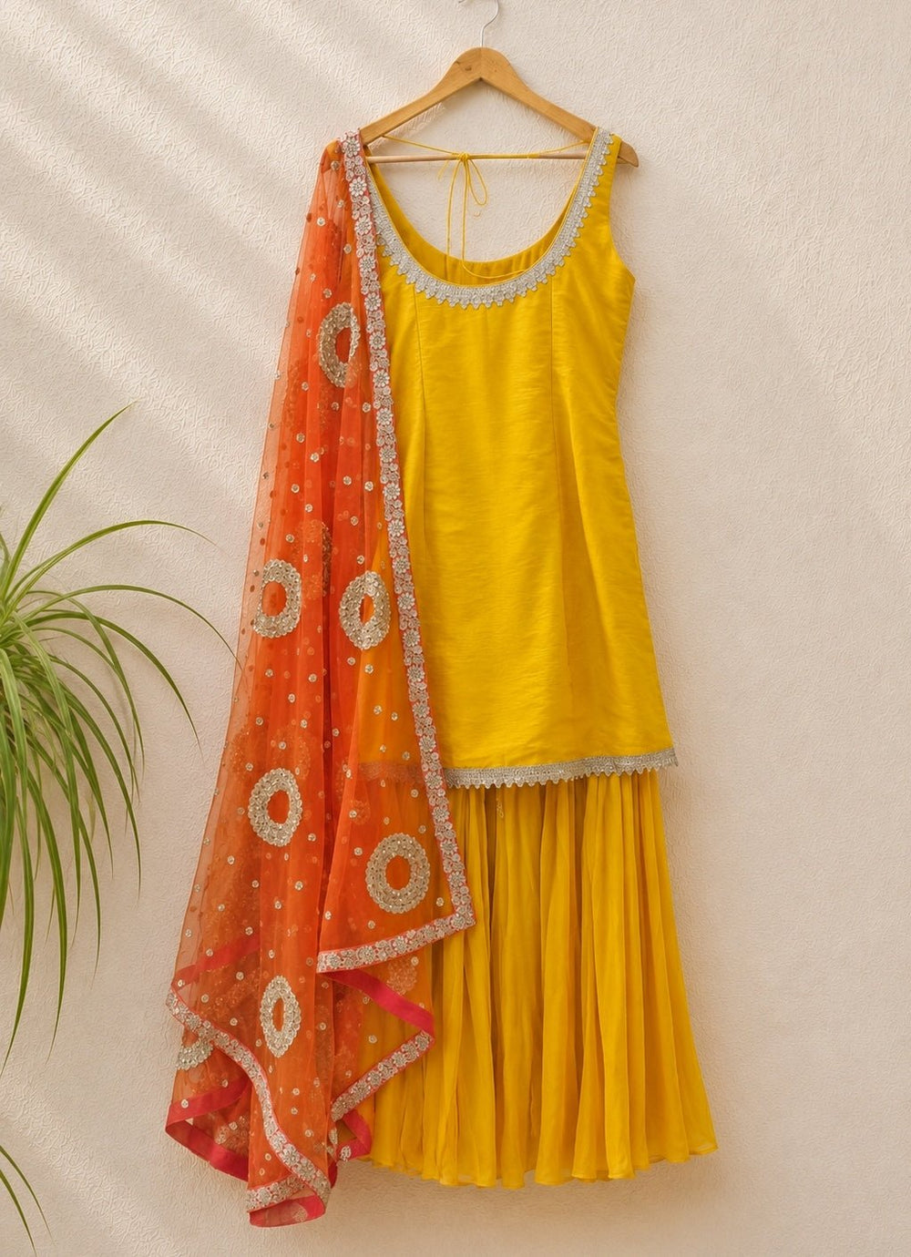 Anisha Shetty Yellow Silk Kurta Sharara With Ombre DupattaFabilicious Fashion
