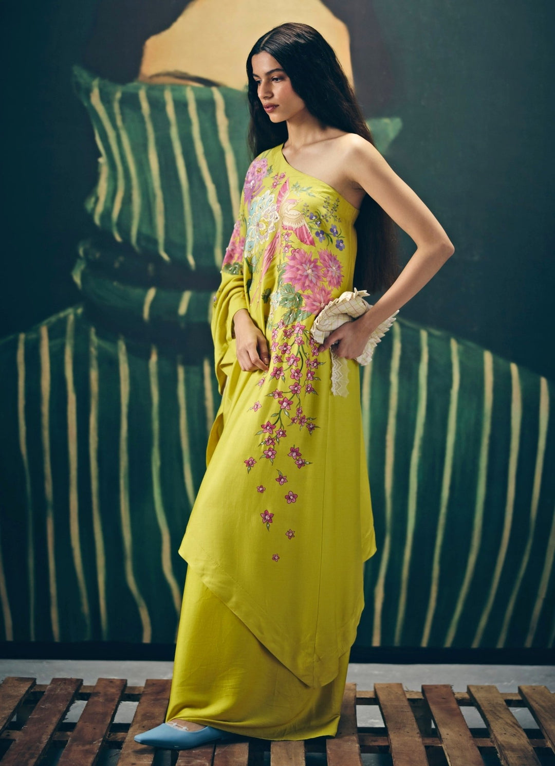 Yellow Silk One Shoulder Top And Pants Set Paulmi and Harsh X Ease - Fabilicious Fashion