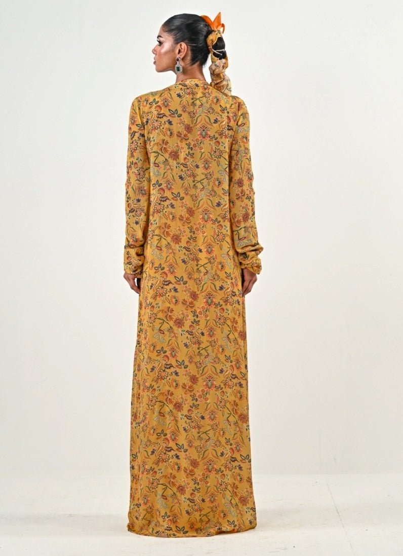 Yellow Silk Satin Dhoti Set With Embroidered Cape Juhi Bengani - Fabilicious Fashion