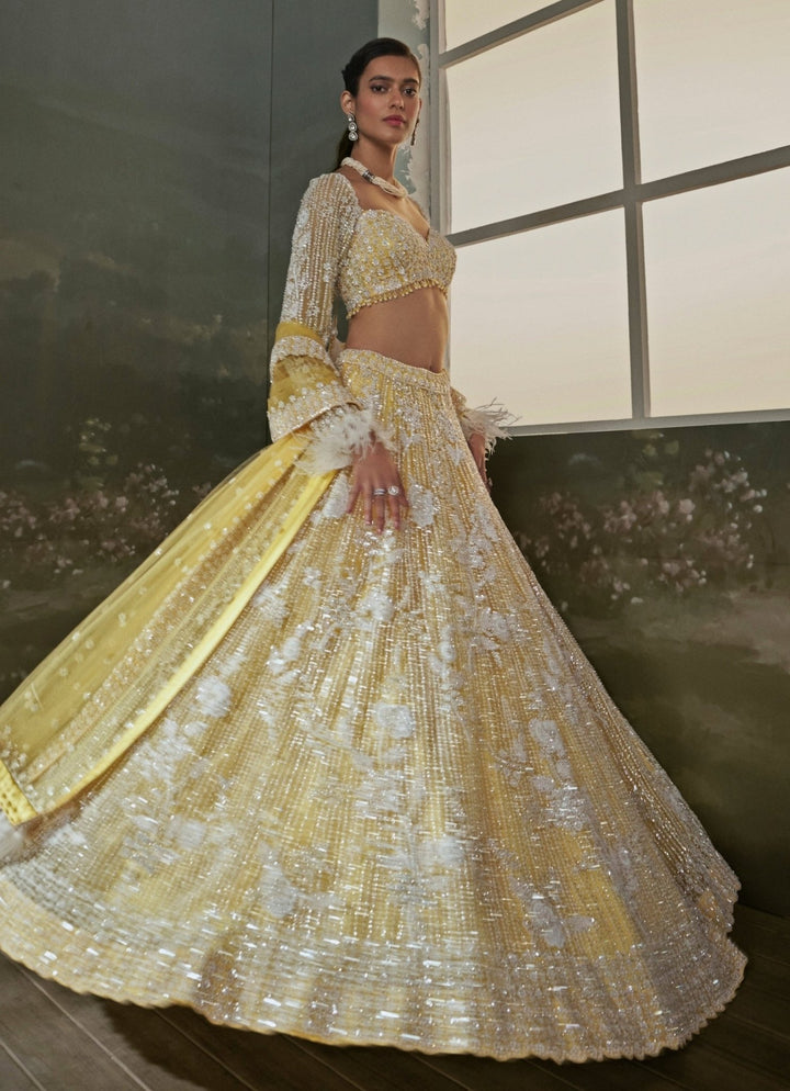 Yellow Soft Net Lehenga Set Nitika Gujral - Fabilicious Fashion