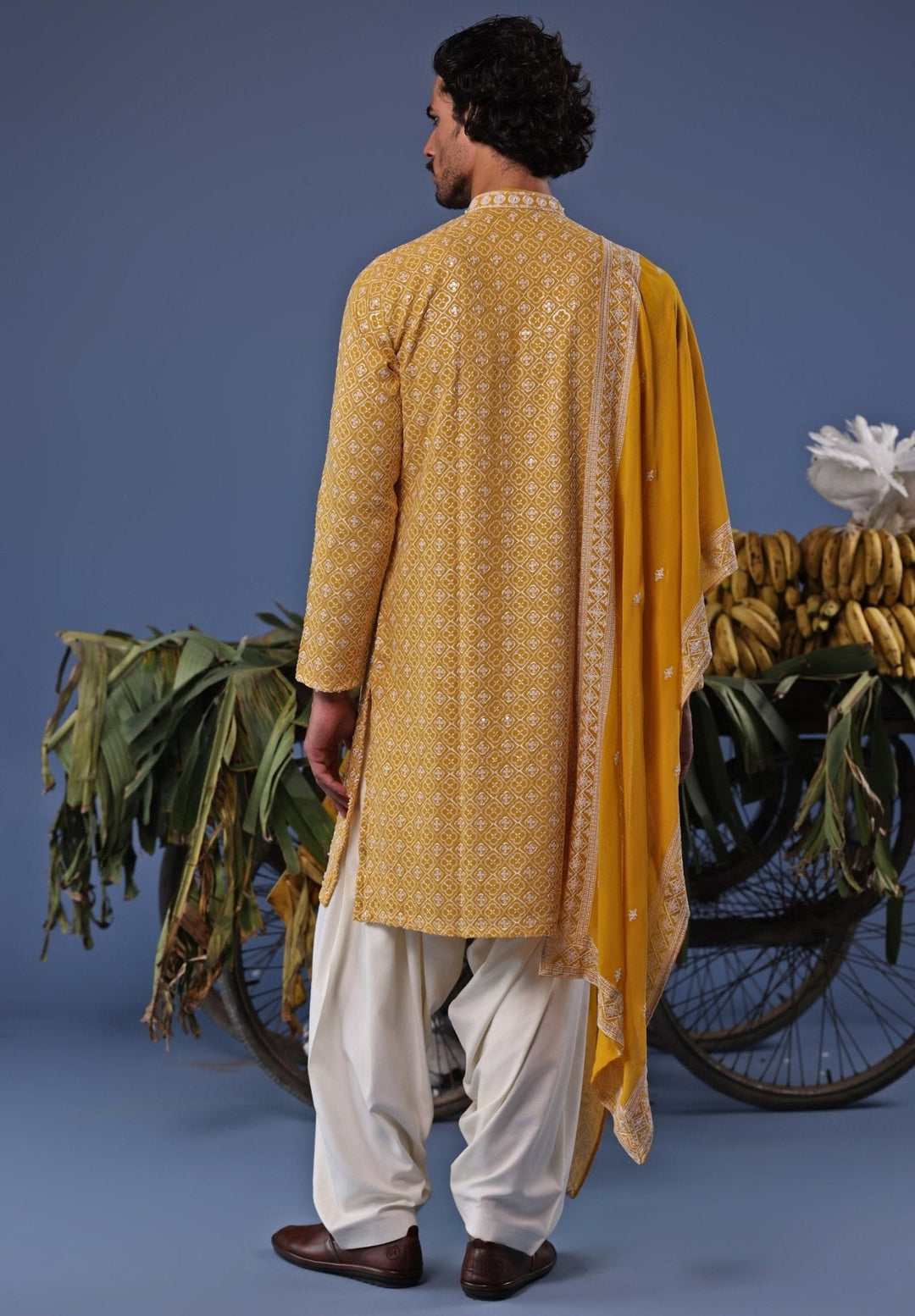 Yellow Thread Embroidered Kurta Patiala Set Kalpraag - Fabilicious Fashion