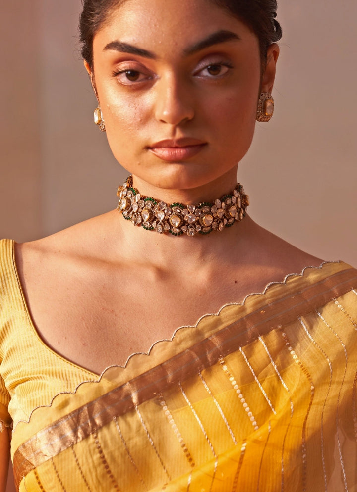 Nitika Gujral Yellow Tissue Organza Ombre SareeFabilicious Fashion