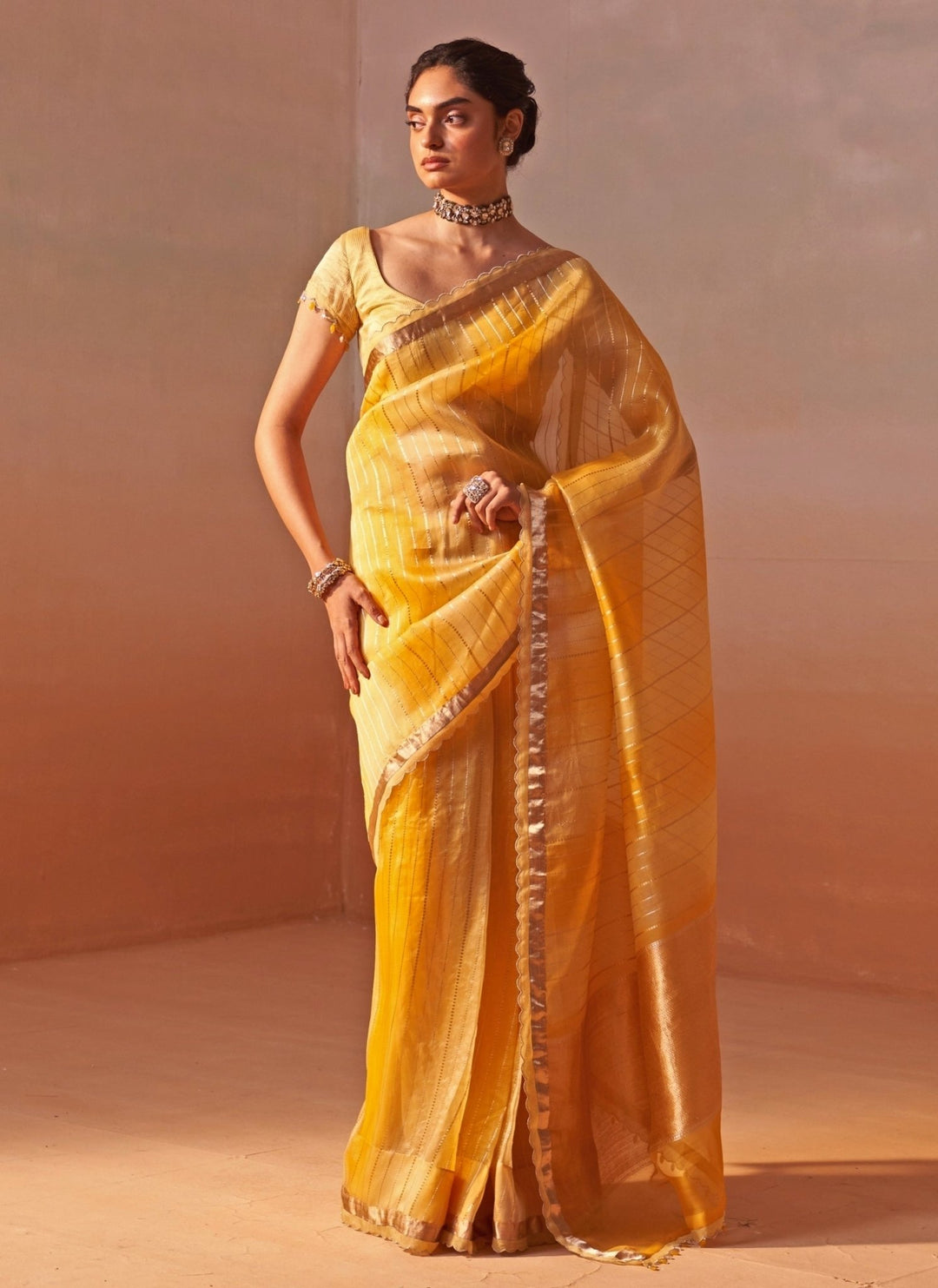 Nitika Gujral Yellow Tissue Organza Ombre SareeFabilicious Fashion
