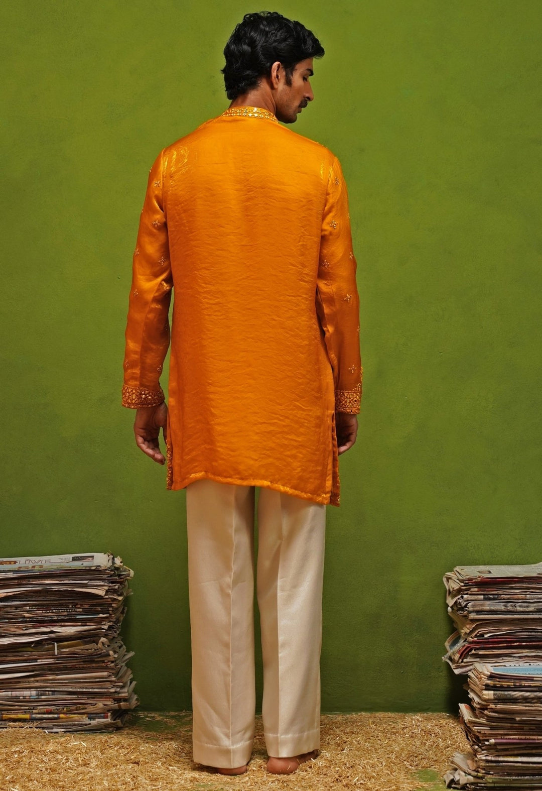 Kalpraag Yellow Tissue Silk Short Kurta SetFabilicious Fashion