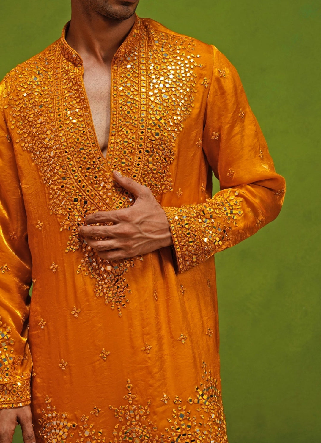 Kalpraag Yellow Tissue Silk Short Kurta SetFabilicious Fashion