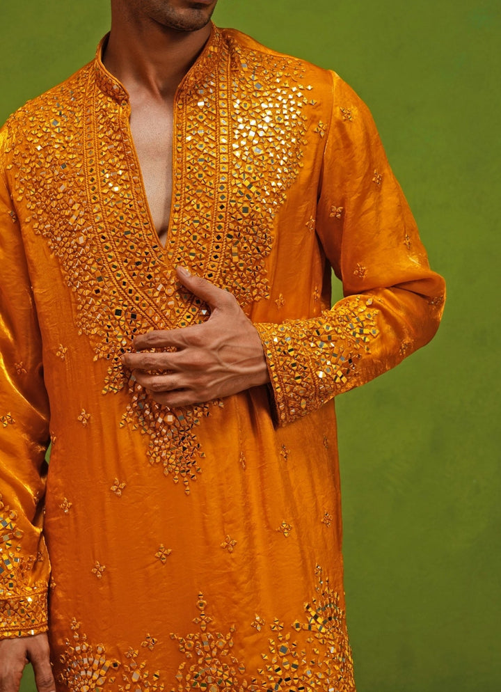 Kalpraag Yellow Tissue Silk Short Kurta SetFabilicious Fashion