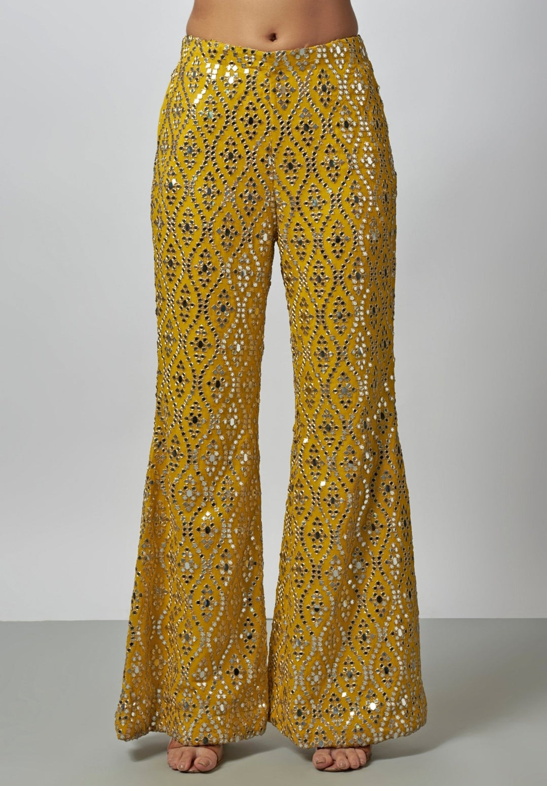 Gopi Vaid Yellow Tussar Blouse Sharara Set With CapeFabilicious Fashion