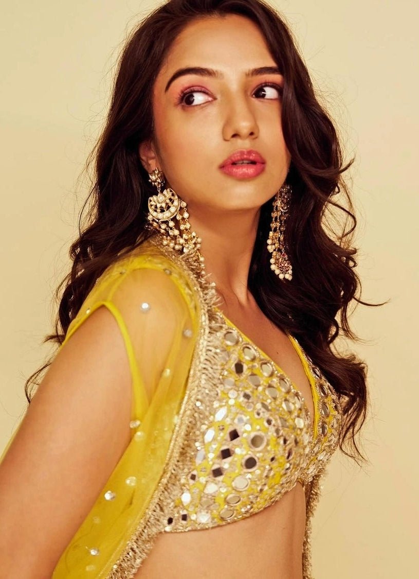 Gopi Vaid Yellow Tussar Blouse Sharara Set With CapeFabilicious Fashion