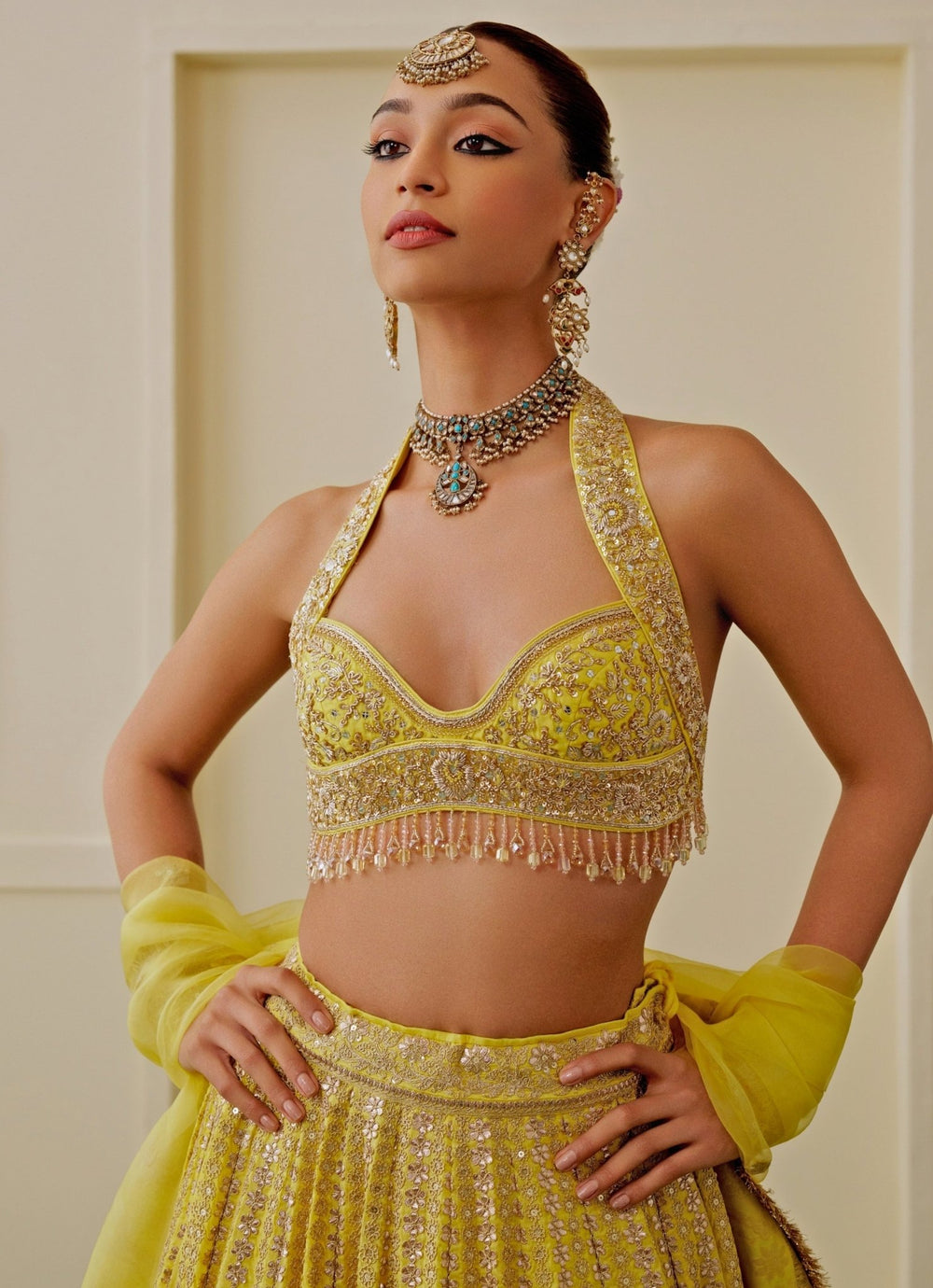 Gopi Vaid Yellow Tussar Bridal Lehenga SetFabilicious Fashion