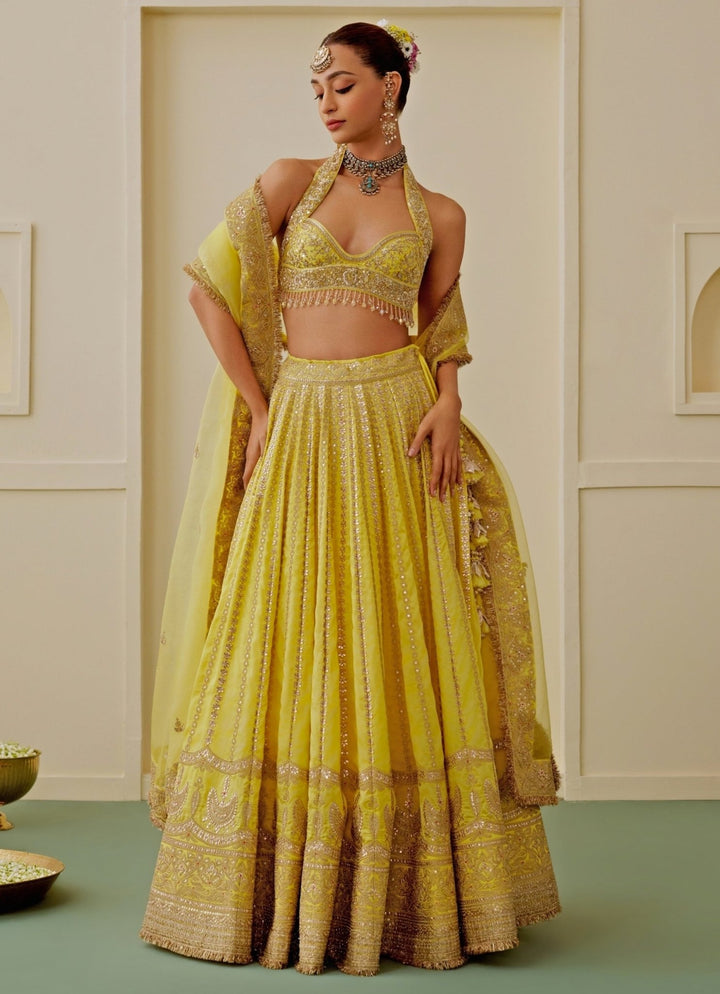 Gopi Vaid Yellow Tussar Bridal Lehenga SetFabilicious Fashion